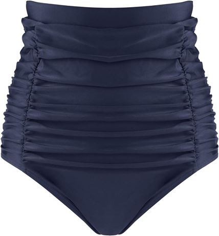 XXL- RELLECIGA Women's High Waisted Hipster Bikini Swimsuit Bottom Ruched Swim