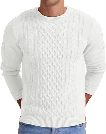 LRG - Askdeer Men's Fisherman Cable Crewneck Sweater Casual Pullover Sweaters