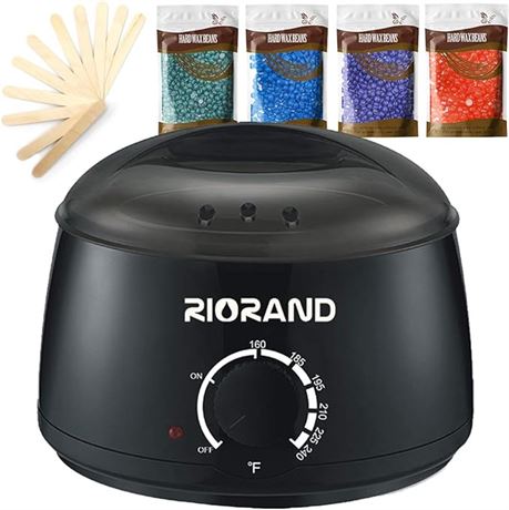 RioRand wax warmer hair removal kit with hard wax beans and applicator sticks