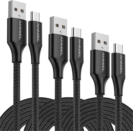 Micro USB Cable 3Pack 6.6ft USB to Micro USB 2.0 Nylon Braided Fast Quick Charge