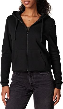 MED - Essentials Womens French Terry Full-Zip Hoodie, Black