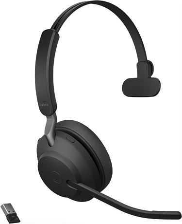 Jabra Evolve2 65 MS Wireless Headset with Link380a, Mono (USB-A), Black