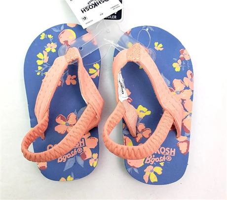 Toddler L 9-10 OshKosh B'gosh Baby Girl Pink Blue Periwinkle Flip Flop Sandals