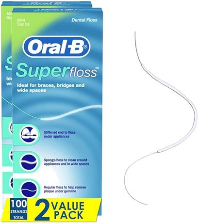 Oral B Super Dental Floss Pre-Cut Strands 50 Count (Pack of 2)