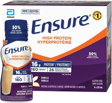 Ensure High Protein 16 g, Nutritional Supplement Protein Shakes,  6 x 235-mL