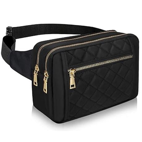 Cute Fanny Pack for Women, Black/Gold