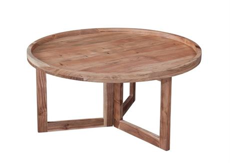 Naples 36" Solid Wood Round Coffee Table, Natural Acacia - Martin Svensson