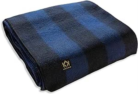 Arcturus Backwoods Wool Blanket - 4.5lbs, Warm, Heavy (Blue Buffalo)