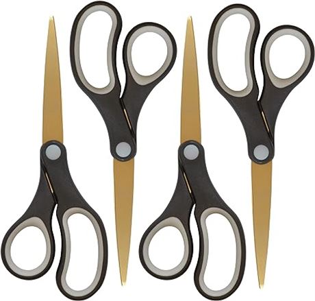 Westcott 55848 8-Inch Titanium Scissors for Office and Home, Black/Gold,