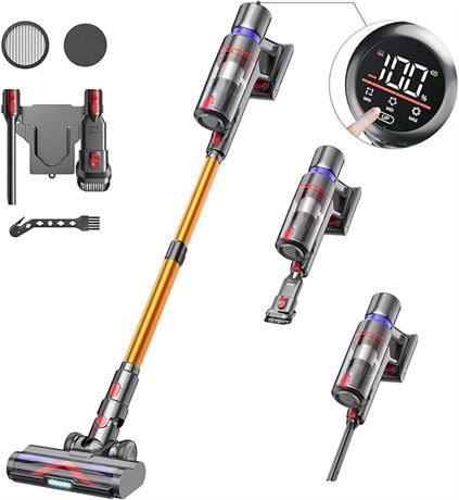 Cordless Vacuum Cleaner, 500W/40Kpa Stick Vacuum Cordless with Touch Screen