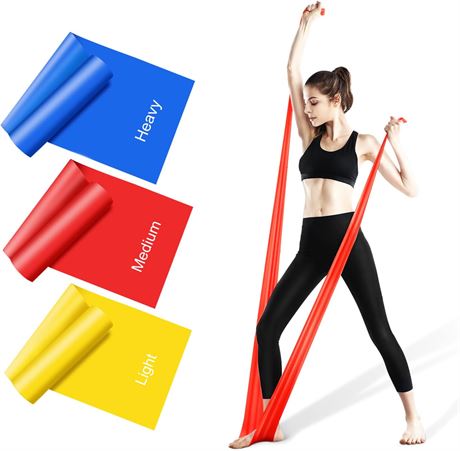 Set of 3 Resistance Bands 1.5M/4.9ft Skin-Friendly Exercise Bands with 3 Levels