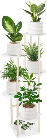 LIWSHWZ Plant Stand Indoor&Outdoor 6 Tier 6 Potted Wood Tiered Plant