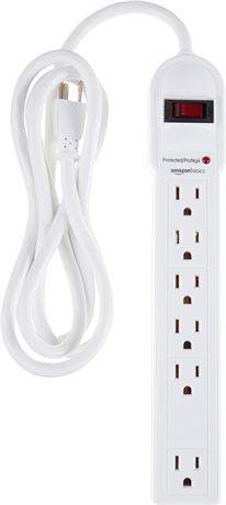 Amazon Basics 6-Outlet Surge Protector Power Strip, 6-Foot Long Cord, 790 Joule
