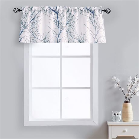 Blue Kitchen Valance Curtain for Living Room