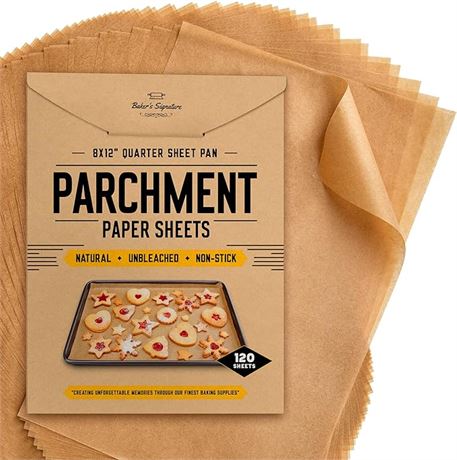 Quarter Sheet Pans 8x12 Inch Pack of 120 Parchment Paper Baking Sheets by Bakers