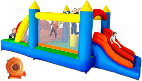 HuaKastro 16x7.8FT Kids Inflatable Bounce House with Dual Racing Slides, Crawl