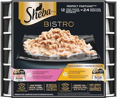 SHEBA Bistro Perfect PORTIONS Cat Food Wet Adult, Cuts in Gravy Chicken