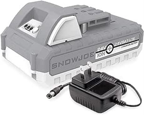 Snow Joe 24V-2AMP-SK1 Starter Kit Includes 1 x 2.0-Ah Lithium iON Battery, White