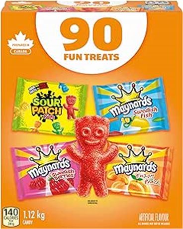 Maynards, Assorted Gummy Candy (Pack of 90), Sour Patch Kids, Fuzzy Peach