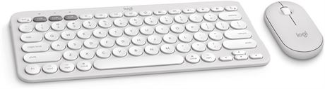 Logitech Pebble 2 Combo for Mac, Wireless Keyboard and Mouse, Slim, Tonal White