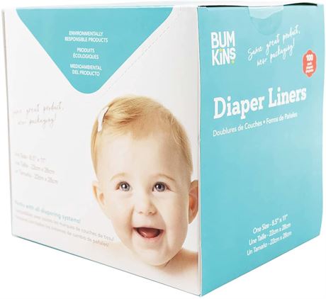 Bumkins Disposable Cloth Diaper Liner, Biodegradable, Neutral, 100 Count