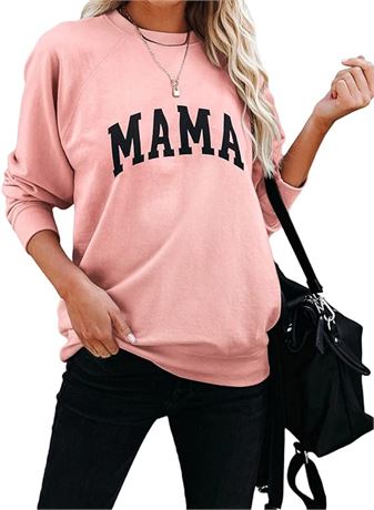 LRG - LACOZY Women Long Sleeve Crewneck Mama Graphic Sweatshirt Casual