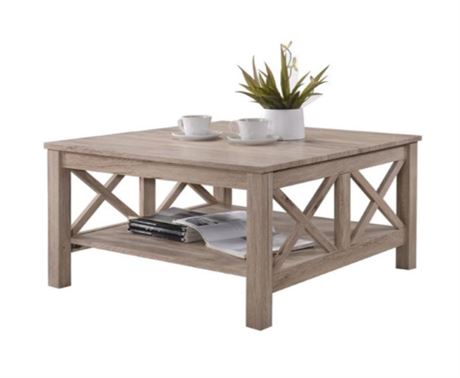 Oakland Living Coffee Table - 32-in x 18-in - Brown and Grey Wood