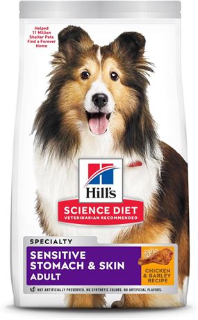 10.75KG Hill's  Dry Dog Food, Adult, Sensitive Stomach & Skin, Chicken