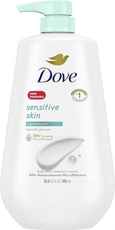 905ml Dove Sensitive Skin Body Wash with Pump for renewed, healthy-looking skin