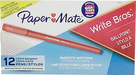 Paper Mate PMOP Pen Stick, Ball Point Pen Red Barrel Medium-1.0mm Box of 12