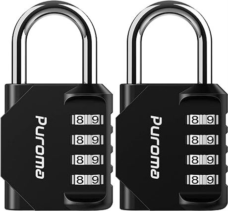 Puroma 2 Pack Combination Lock 4 Digit Locker Lock Outdoor Waterproof Padlock
