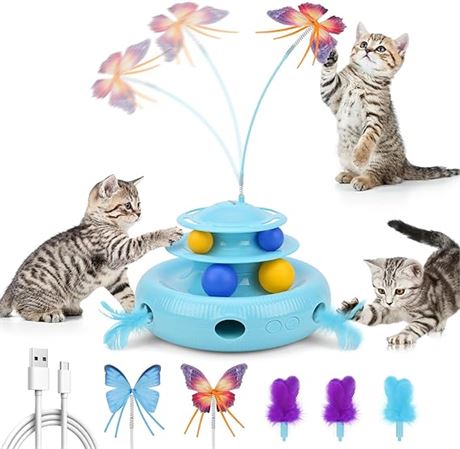 3-in-1 Interactive Cat Toys, Automatic Boredom Relief Kitten Toys, Smart Kitten