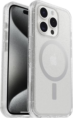 OtterBox iPhone 15 Pro (Only) Symmetry Series Clear Case - STARDUST Clear/Silver