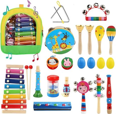 LEADSTAR Kids Musical Instruments, Wooden Toddler Percussion Toy Set