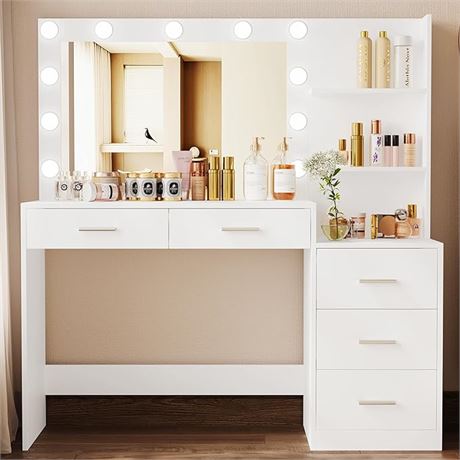 Rovaurx 46.7" Makeup Vanity Table with Lighted Mirror