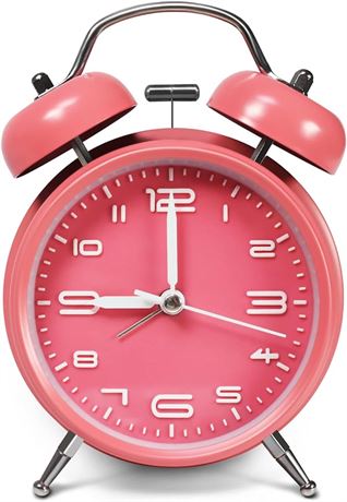 Miowachi 4 inch Loud Alarm Clock for Heavy Sleepers, Wake-up Pink