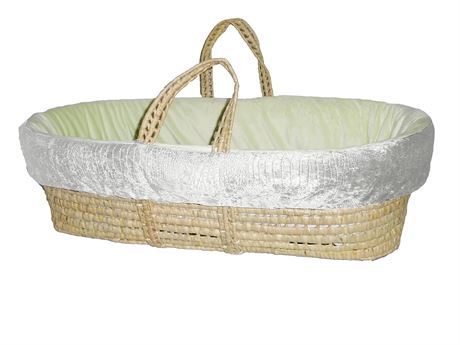 Bedding Croco Minky Moses Basket, Ivory/Sage