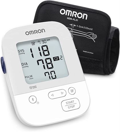 OMRON Silver Blood Pressure Monitor, Upper Arm Cuff, Digital Bluetooth