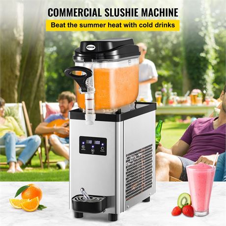 VEVOR Commercial Slushy Machine, 6L/1.6 Gallons 25 Cups Single-Bowl, 705W 110V,