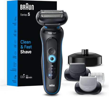Braun Electric Shaver Kit for Men Series 5 5150cs, Wet & Dry Turbo Shaving Mode