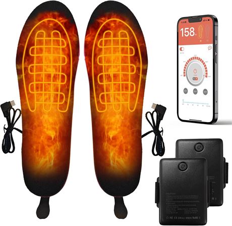 5000mAh Heated Insoles, Rechargeable Foot Warmer with APP Control, Climbing