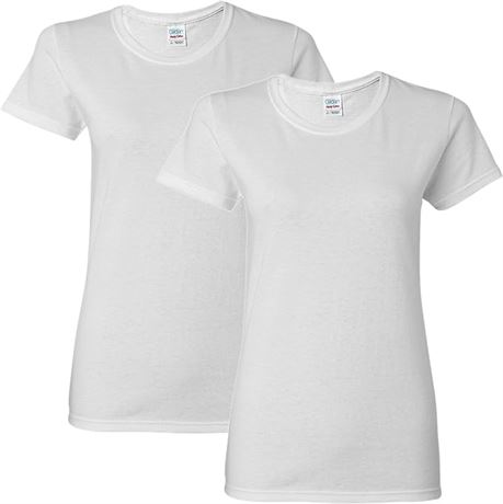 MED - Gildan Womens Heavy Cotton Adult T-Shirt, 2-Pack