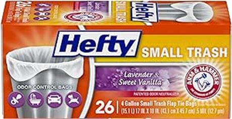 Hefty Small Trash Bags (Odor Control, Lavender Sweet Vanilla, Flap Tie