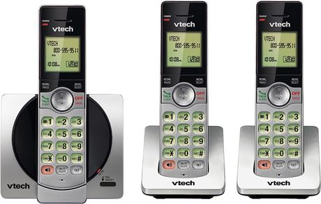 VTech DECT 6.0 Three Handset Cordless Phone with CID, Backlit Keypads and Screen