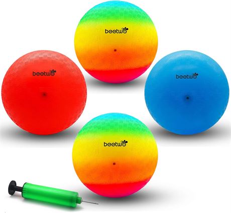 Four Square Balls, 8.5 Inch, with Hand Pump