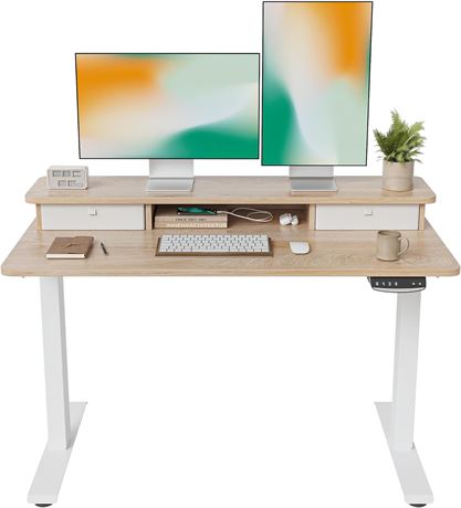 48 x 24 Inch Height Adjustable Electric Standing Desk with Double Drawer