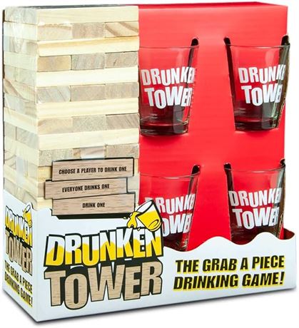 Mind Games Wooden Drunken Tower Drinking Game, Fun Party Game