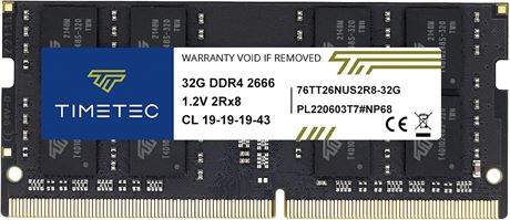 Timetec 32GB DDR4 2666MHz PC4-21300 Non-ECC SODIMM Laptop Notebook RAM