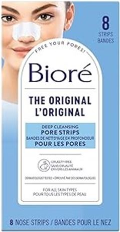 8pcs Bioré Deep Cleansing Pore Strips for Instant Pore Unclogging and Blackhead