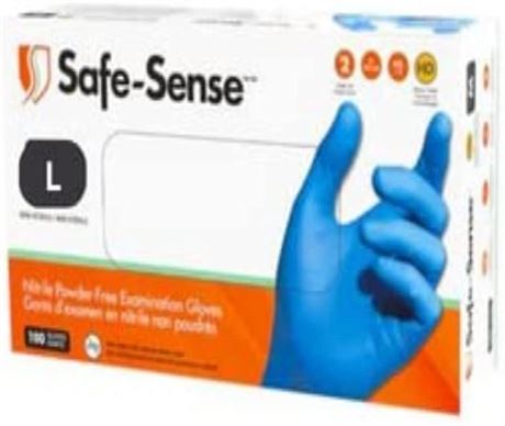 LRG - Medisca Safe-Sense Nitrile Blue Medical Gloves, 4mil,9 inches, Blue